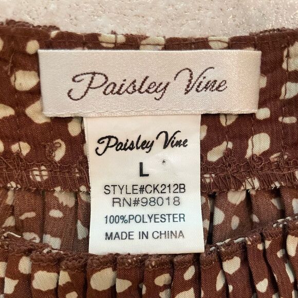 Paisley Vine Boho Tie Sleeve Midi Dress Animal Print Brown Size Large - Picture 8 of 9